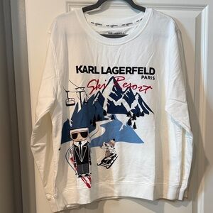Karl Lagerfeld White Ski Resort Graphic Top
